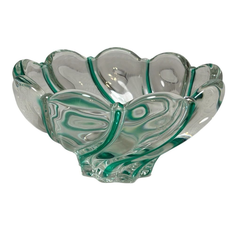 Mikasa Clear Green Peppermint Swirl Candy Nut Dish Bowl